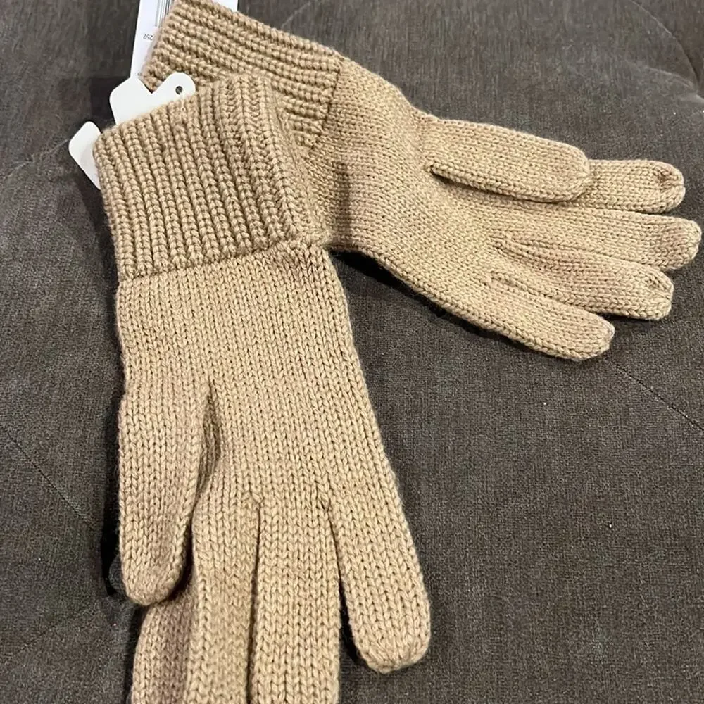 Michael Kors Women's Button Gloves, Gold/Camel NWT